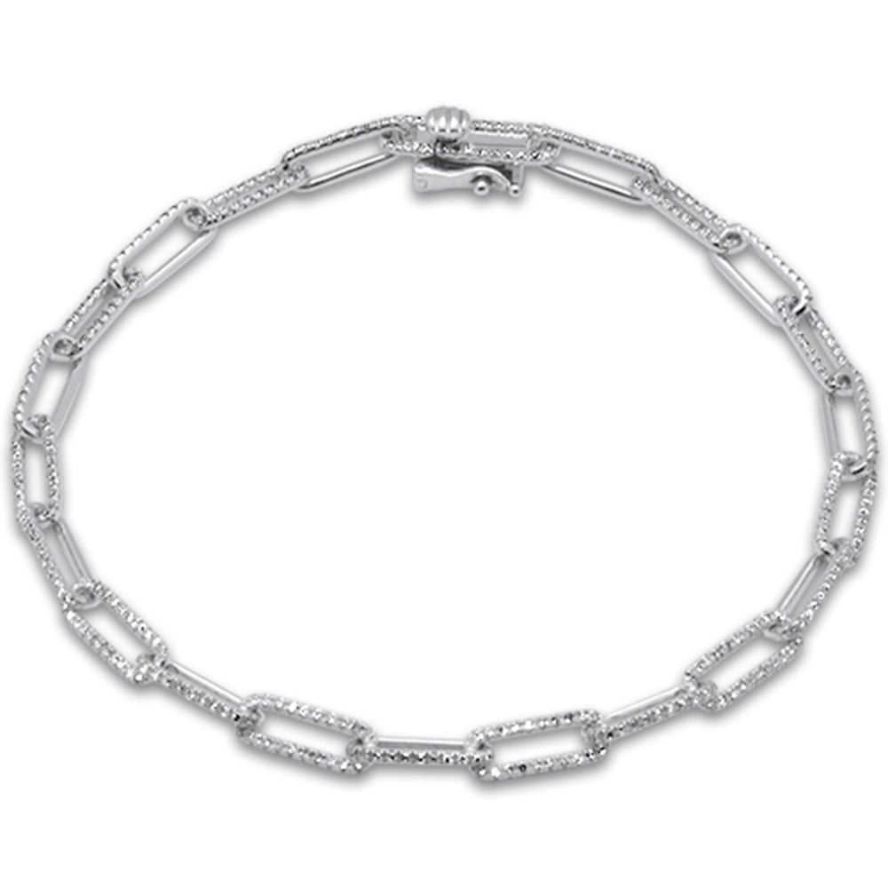 Muse Jewelry .82ct G SI 14K White Gold Diamond Paperclip Bracelet