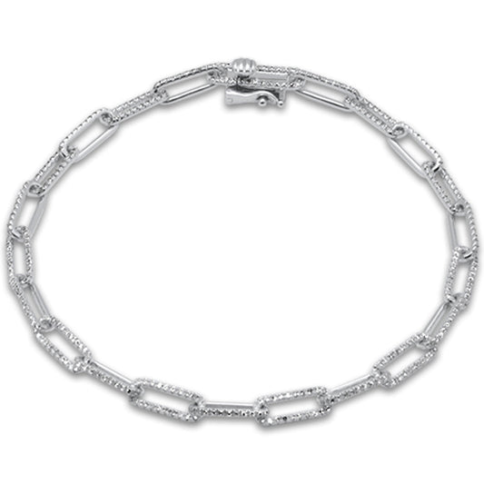 Muse Jewelry .83ct G SI 14K White Gold Diamond Paperclip Bracelet 7" Long