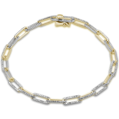 Muse Jewelry .80ct G SI 14K Yellow Gold Diamond Paperclip Bracelet 7" Long