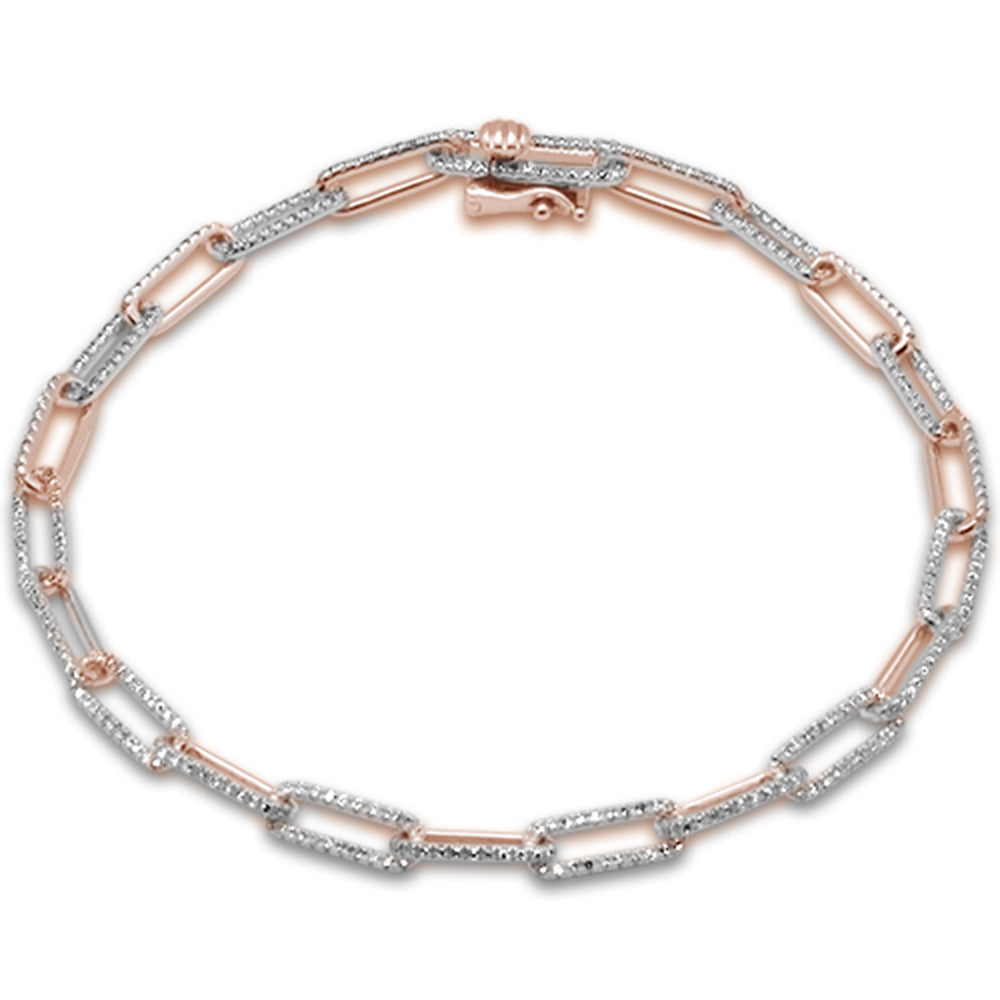 Muse Jewelry .82ct G SI 14K Rose Gold Diamond Paperclip Bracelet