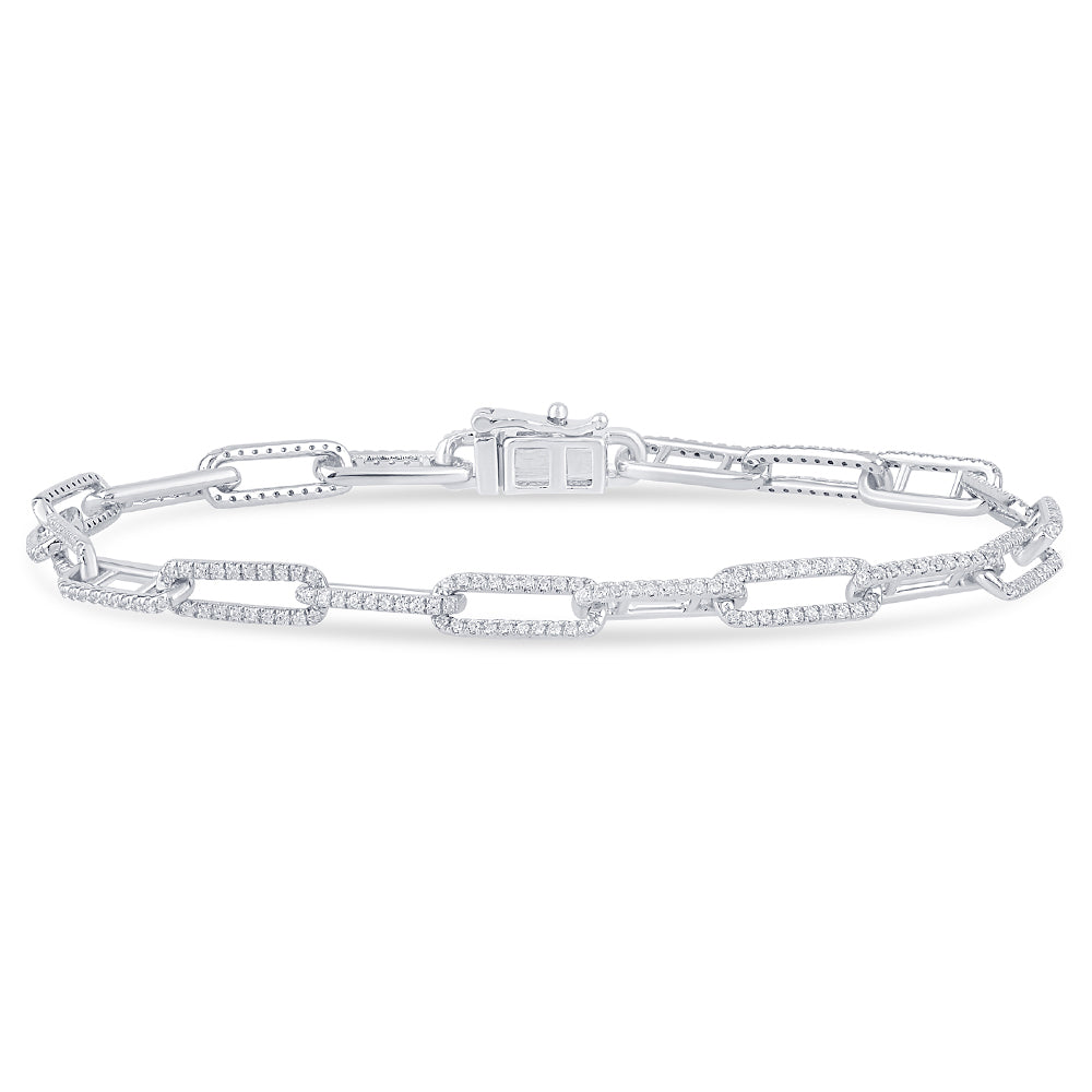 Muse Jewelry .82ct G SI 14K White Gold Diamond Paperclip Bracelet