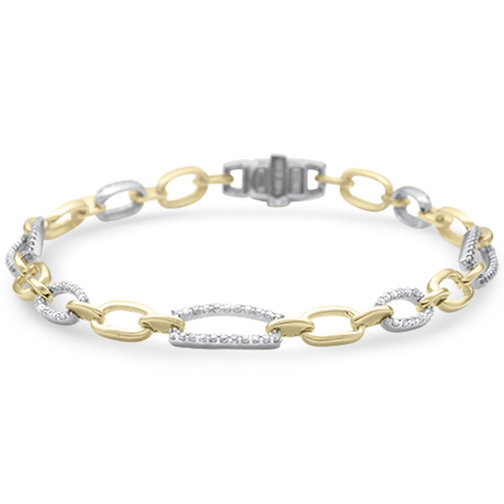 Muse Jewelry .61ct G SI 14K Two Tone Gold Diamond Figaro Style Bracelet