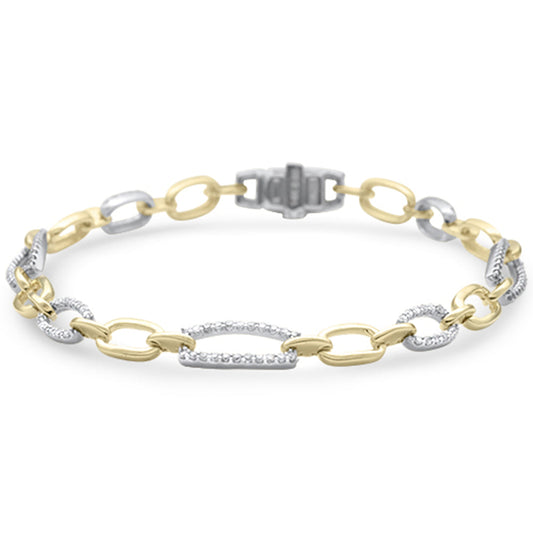 Muse Jewelry .61ct G SI 14K Two Tone Gold Diamond Figaro Style Bracelet