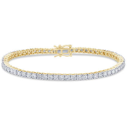 Muse Jewelry 4.02ct 14KT Yellow Gold Diamond Tennis Bracelet 7"