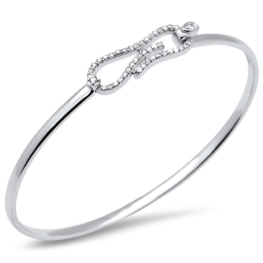 Muse Jewelry .38ct G SI 14K White Gold Diamond Hook Bangle Bracelet