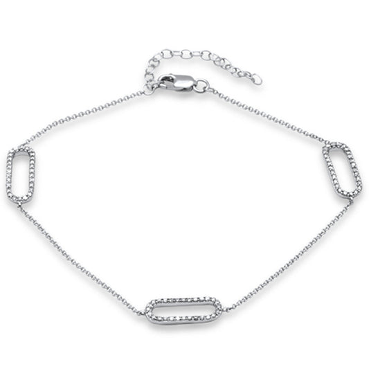 Muse Jewelry .42ct G SI 14K White Gold Diamond Paperclip Style Chain Bracelet