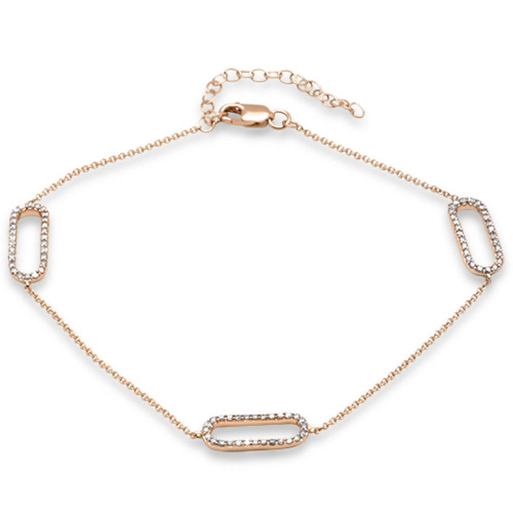 Muse Jewelry .41ct G SI 14K Rose Gold Diamond Paperclip Style Chain Bracelet