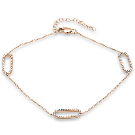 Muse Jewelry .41ct G SI 14K Rose Gold Diamond Paperclip Style Chain Bracelet