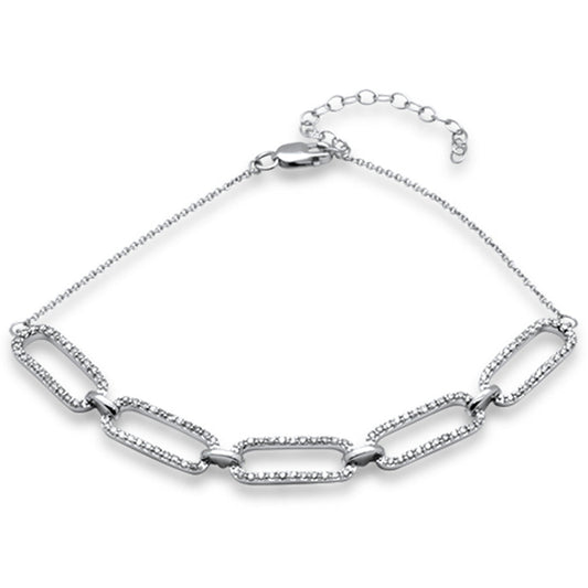 Muse Jewelry .58ct G SI 14K White Gold Diamond Paperclip Style Chain Bracelet