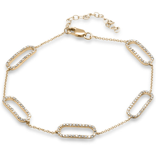 Muse Jewelry .68ct G SI 14K Yellow Gold Diamond Paperclip Style Chain Bracelet