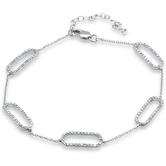 Muse Jewelry .69ct G SI 14K White Gold Diamond Paperclip Style Chain Bracelet