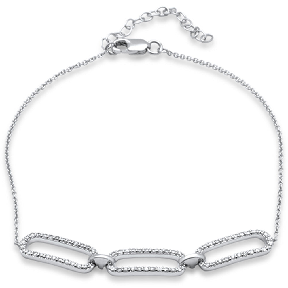 Muse Jewelry .36ct G SI 14K White Gold Diamond Paperclip Style Chain Bracelet