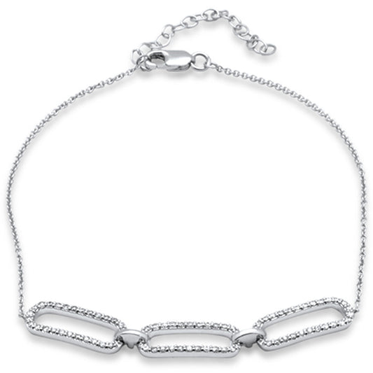 Muse Jewelry .36ct G SI 14K White Gold Diamond Paperclip Style Chain Bracelet