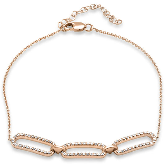 Muse Jewelry .36ct G SI 14K Rose Gold Diamond Paperclip Style Chain Bracelet