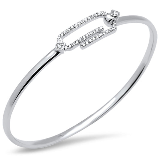 Muse Jewelry .35ct G SI 14K White Gold Diamond Hook Bangle Bracelet