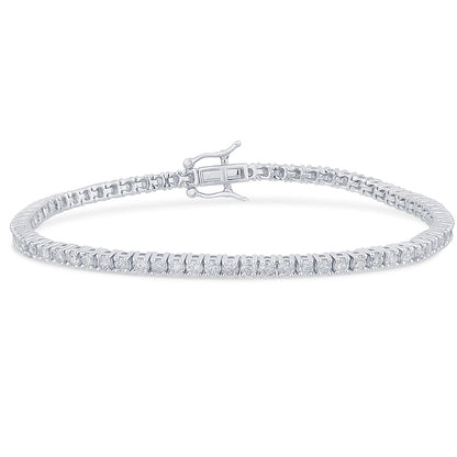 Muse Jewelry 3.04ct G SI 14K White Gold Round Diamond Tennis Bracelet 7" Long