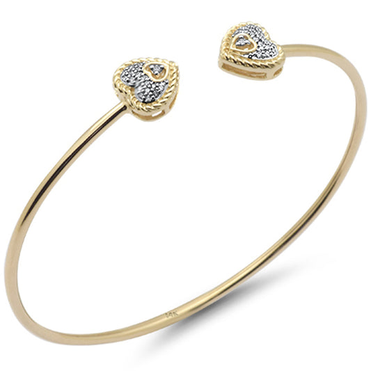 Muse Jewelry .15ct G SI 14K Yellow Gold Diamond Heart Shaped Open Bangle Bracelet