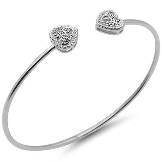 Muse Jewelry .15ct G SI 14K White Gold Diamond Heart Shaped Open Bangle Bracelet