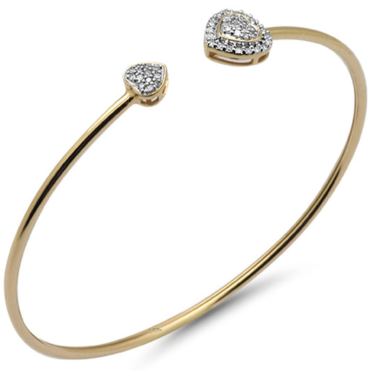 Muse Jewelry .23ct G SI 14K Yellow Gold Diamond Heart Shaped Open Bangle Bracelet