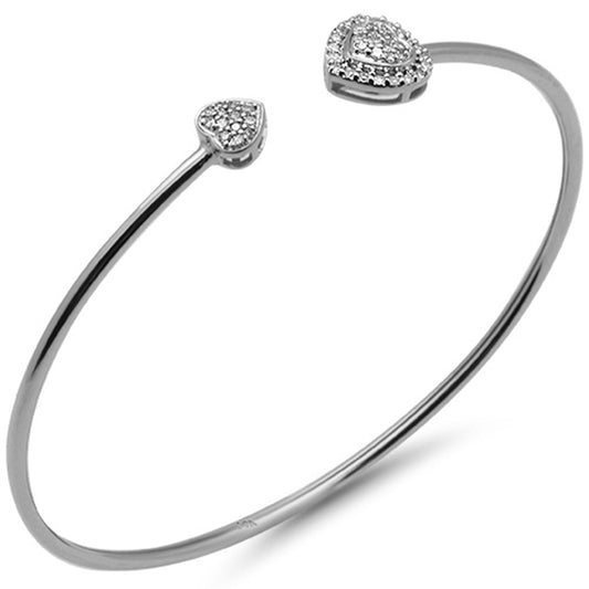 Muse Jewelry .23ct G SI 14K White Gold Diamond Heart Shaped Open Bangle Bracelet