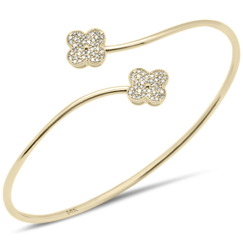 Muse Jewelry .28ct G SI 14K Yellow Gold Diamond Flower Open Bangle Bracelet