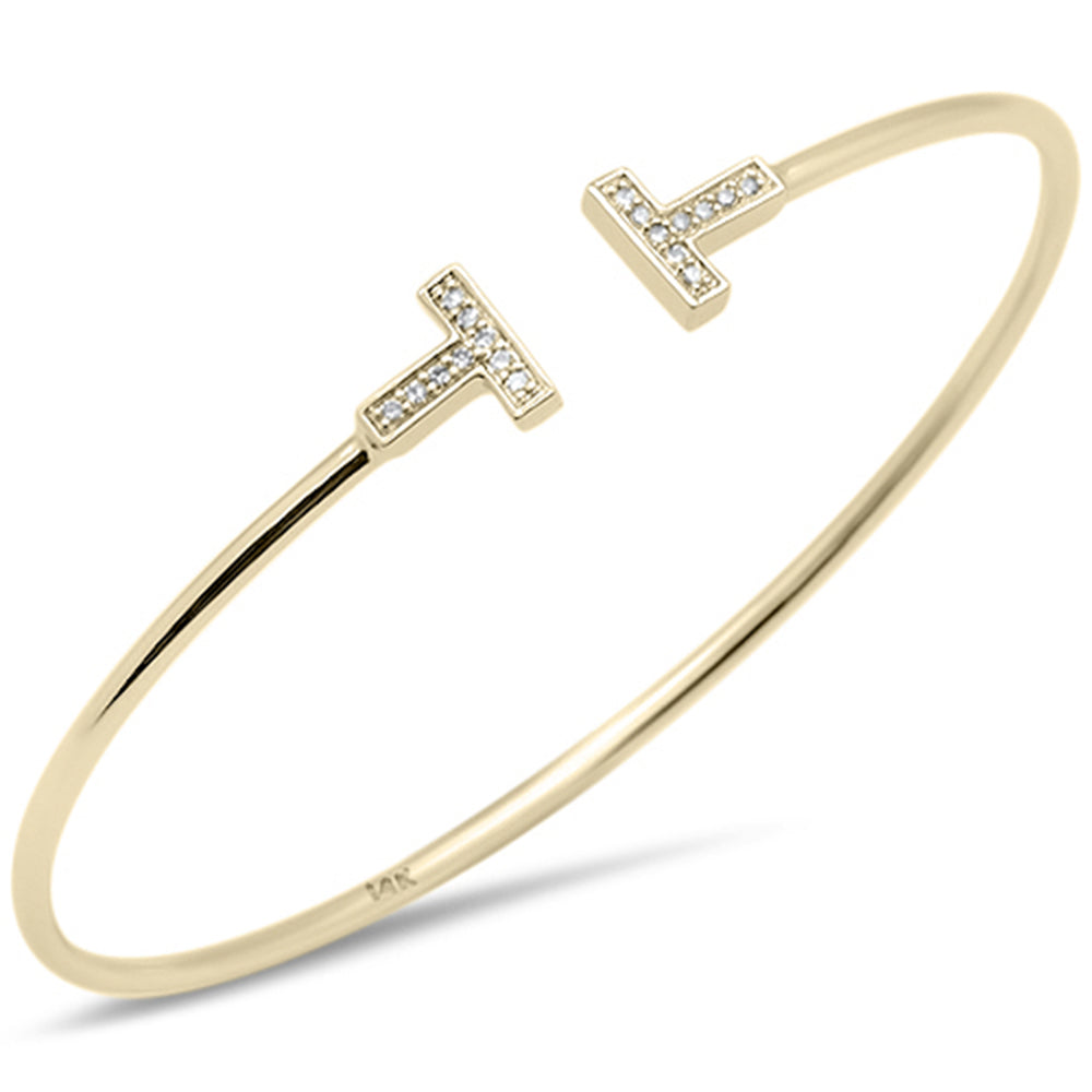 Muse Jewelry .09ct G SI 14K Yellow Gold Diamond Open T Bangle Bracelet