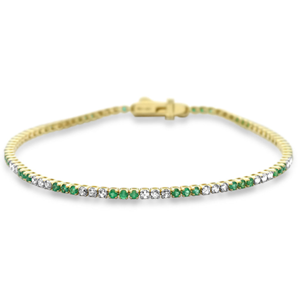 Muse Jewelry 1.76ct G SI 14K Yellow Gold Emerald & Diamond Tennis Bracelet 7" Long