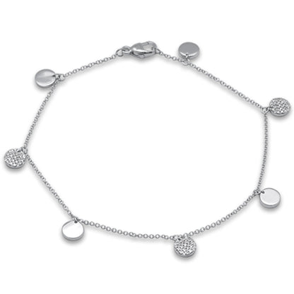 Muse Jewelry .15ct G SI 14K White Gold Round Shaped Diamond By The Yard Chain Bracelet 7" Long