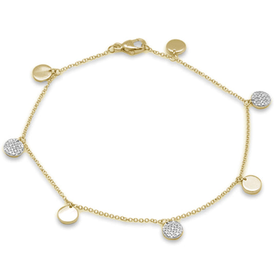 Muse Jewelry .16ct G SI 14K Yellow Gold Round Shaped Diamond By The Yard Chain Bracelet 7" Long