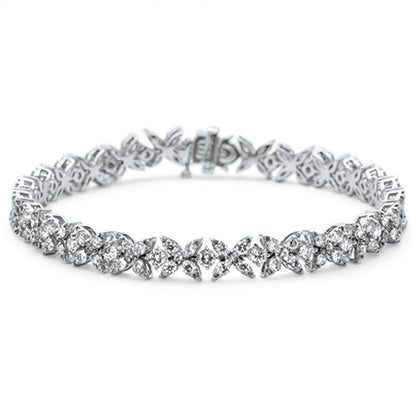 Muse Jewelry 5.12ct G SI 14K White Gold Diamond Flower Style Bracelet 7" Long
