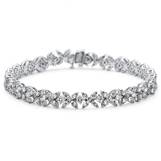 Muse Jewelry 5.12ct G SI 14K White Gold Diamond Flower Style Bracelet 7" Long