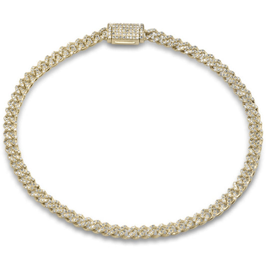 Muse Jewelry 3MM .81ct G SI 14K Yellow Gold Diamond Cuban Bracelet 8" Long
