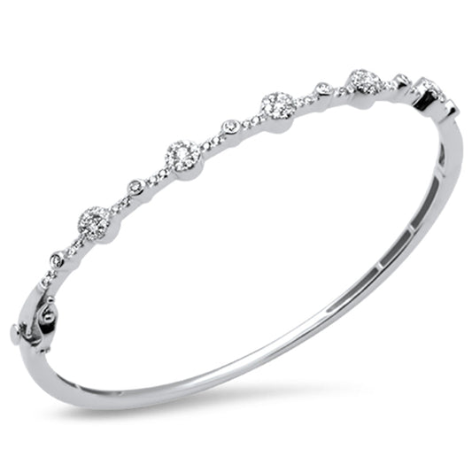 Muse Jewelry .76ct G SI 14K White Gold Diamond Halo & Bezel Bangle Bracelet