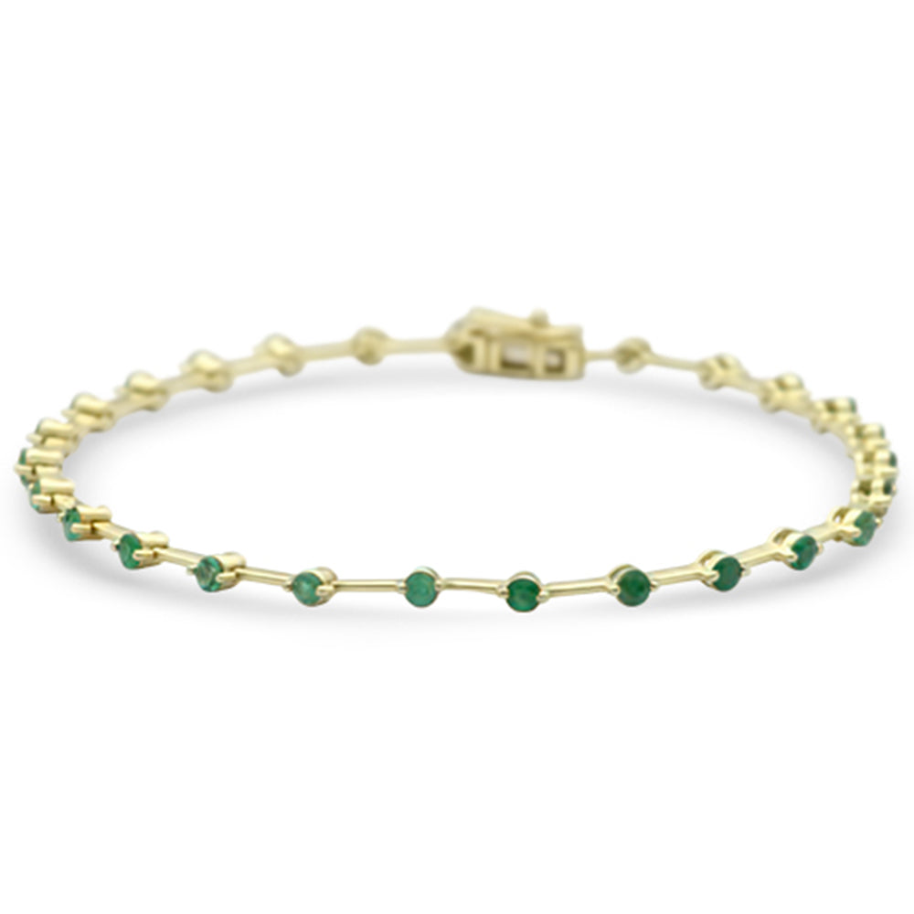 Muse Jewelry 1.06ct G SI 14K Yellow Gold Emerald Gemstone Bar Bracelet 7" Long