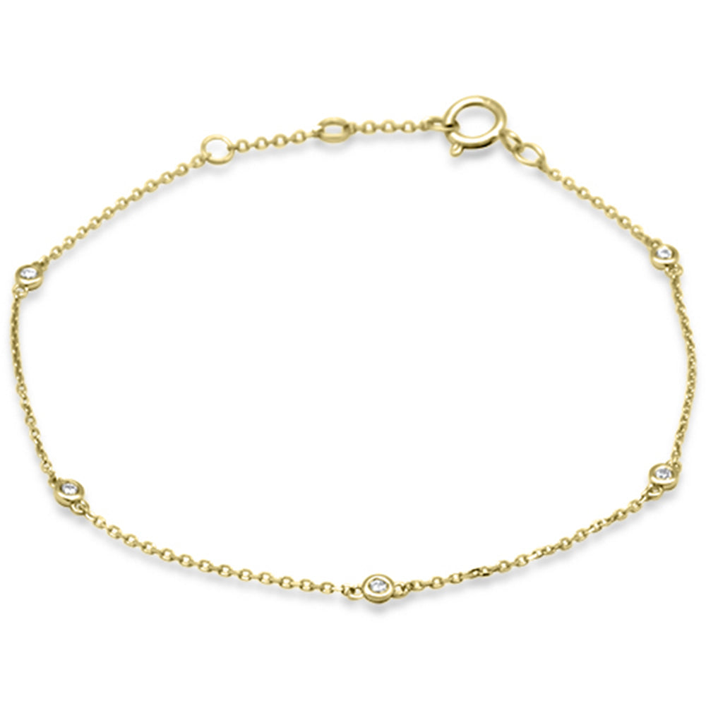 Muse Jewelry .09ct G SI 14K Yellow Gold Diamond Cable Chain Bracelet 6+1" Long