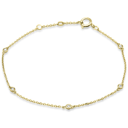 Muse Jewelry .09ct G SI 14K Yellow Gold Diamond Cable Chain Bracelet 6+1" Long