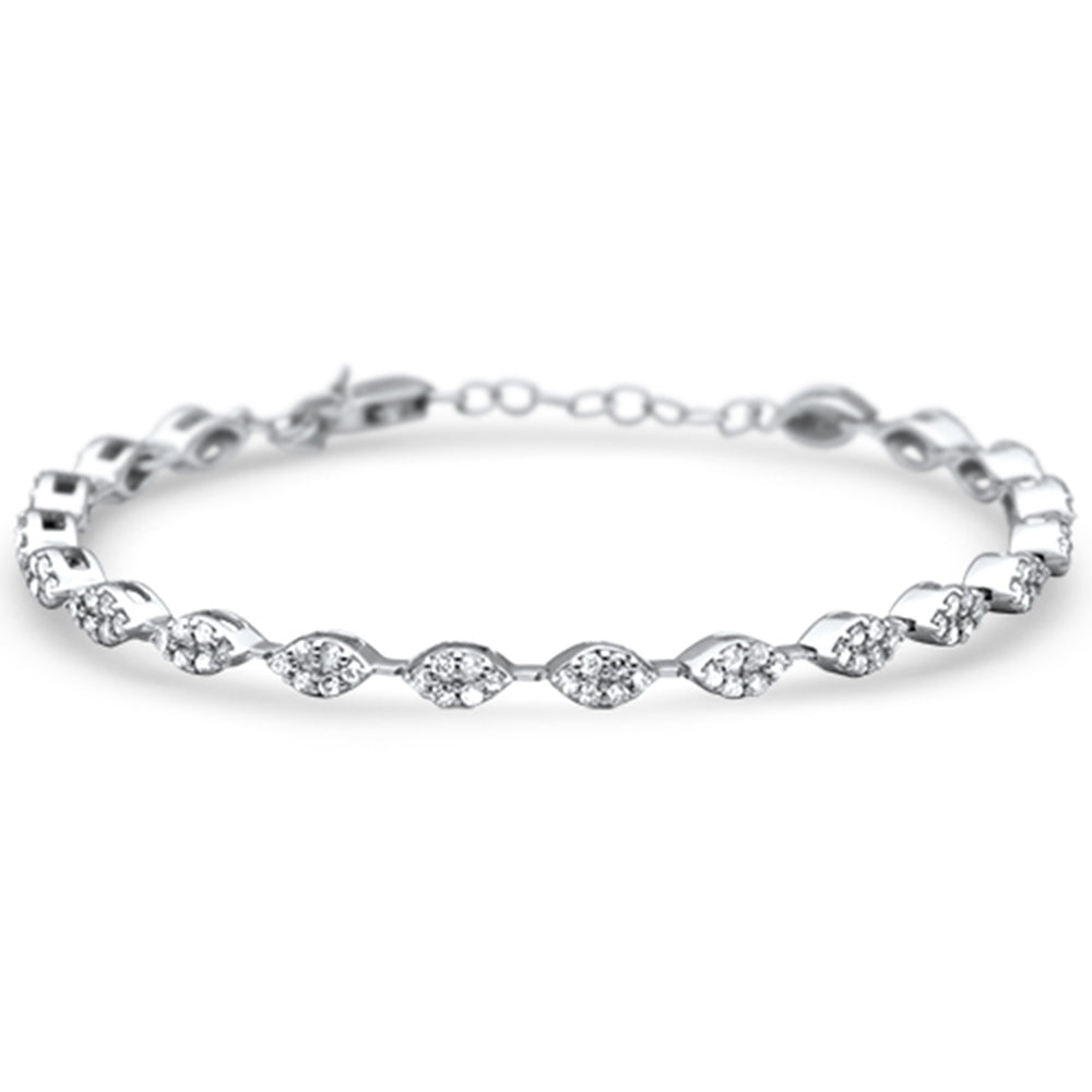 Muse Jewelry .81ct G SI 14K White Gold Diamond Marquise Shape Bracelet 5+2" Ext