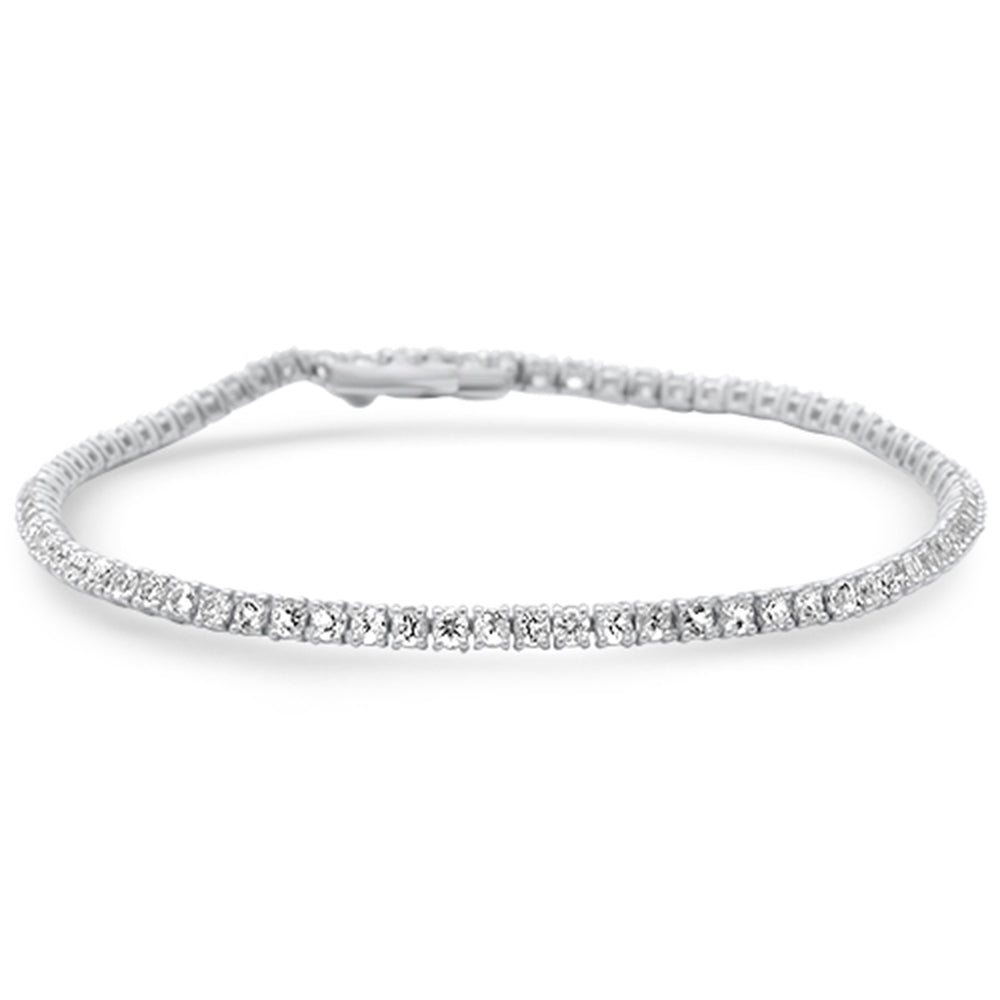 Muse Jewelry 2.74ct G SI 14K White Gold Diamond & Aquamarine Tennis Bracelet 7" Long