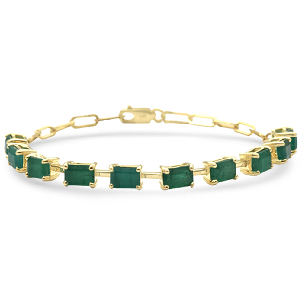 Muse Jewelry 5.50ct G SI 14K Yellow Gold Emerald Gemstone Paperclip Bracelet 7" Long