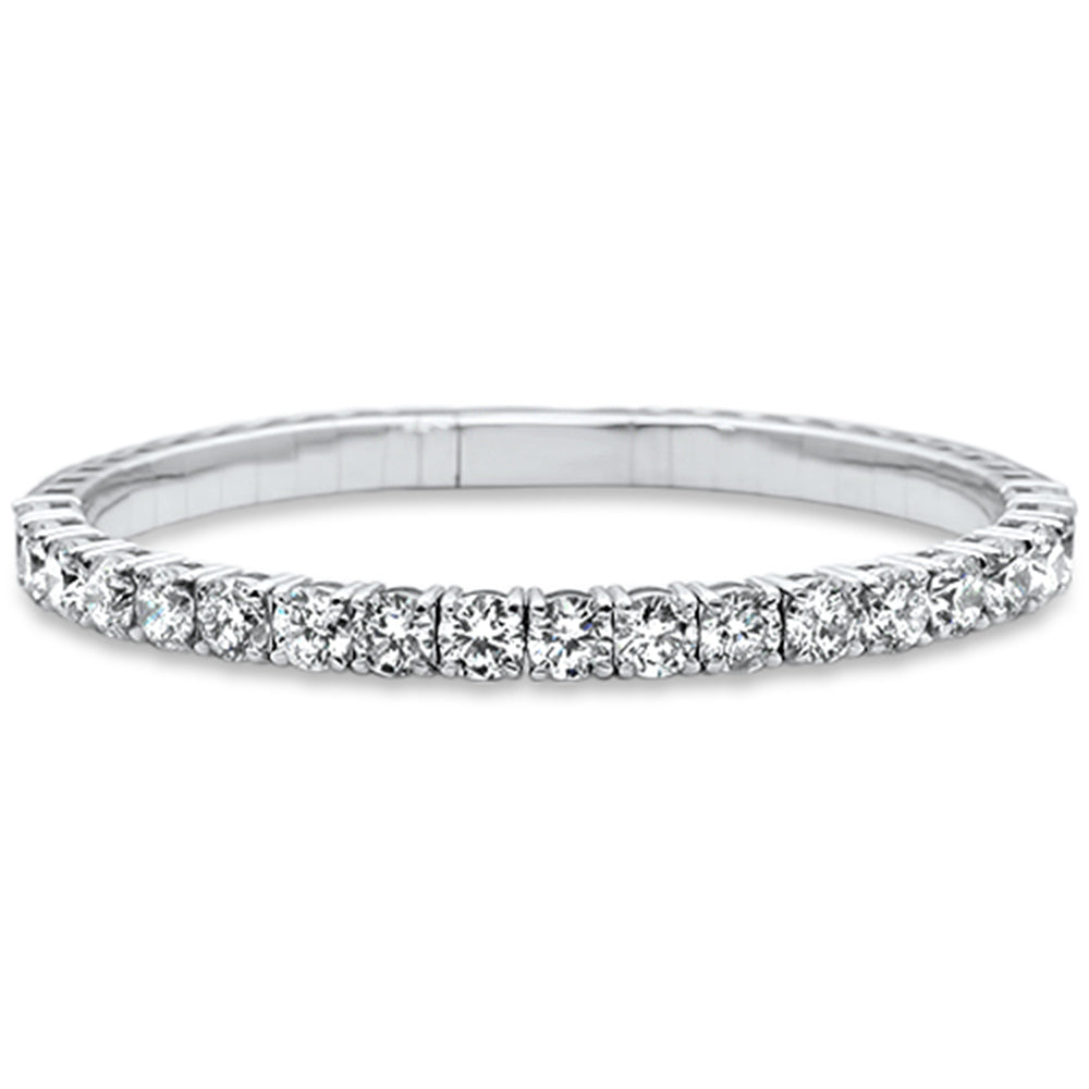 Muse Jewelry 2.89ct 14K White Gold Round Diamond Flexible Bangle Bracelet