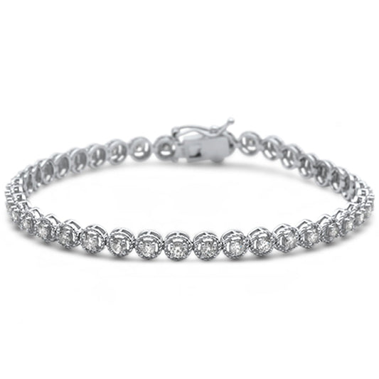 Muse Jewelry 2.04ct G SI 14K White Gold Round Diamond Halo Style Tennis Bracelet 7" Long