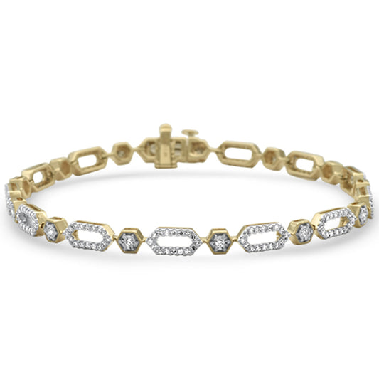 Muse Jewelry .99ct G SI 14K Yellow Gold Diamond Paper Clip Style Bracelet 7" Long