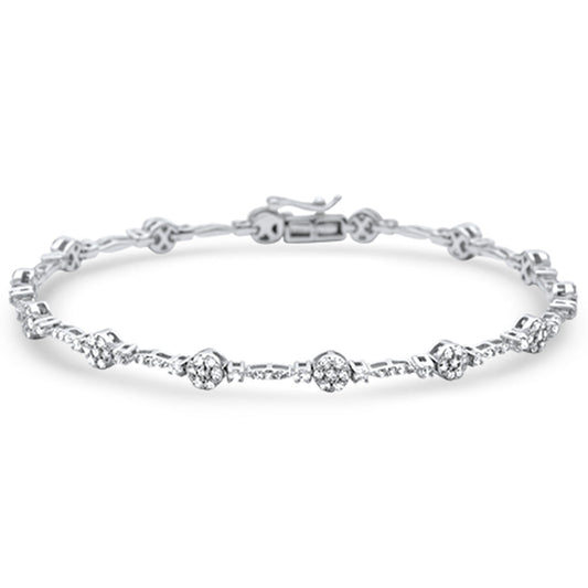 Muse Jewelry 1.24ct G SI 14K White Gold Diamond Round Shape link Bracelet 7.5" Long