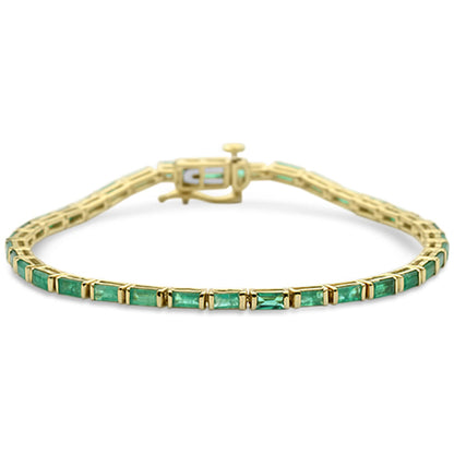 Muse Jewelry 3.80ct G SI 14K Yellow Gold Emerald Gemstone Tennis Bracelet 7" Long