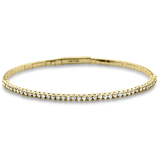 Muse Jewelry .99ct G SI 14K Yellow Gold Round Diamond Flexible Tennis Bangle Bracelet