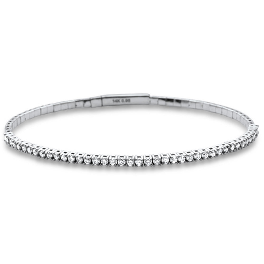 Muse Jewelry 1.06ct G SI 14K White Gold Round Diamond Flexible Tennis Bangle Bracelet