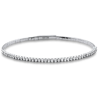 Muse Jewelry 1.06ct G SI 14K White Gold Round Diamond Flexible Tennis Bangle Bracelet