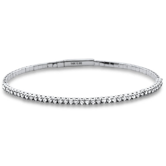 Muse Jewelry 1.06ct G SI 14K White Gold Round Diamond Flexible Tennis Bangle Bracelet