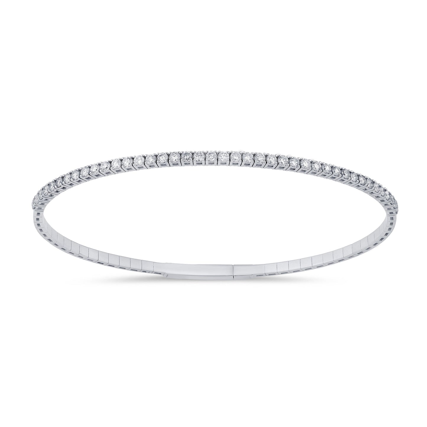 Muse Jewelry 1.06ct G SI 14K White Gold Round Diamond Flexible Tennis Bangle Bracelet