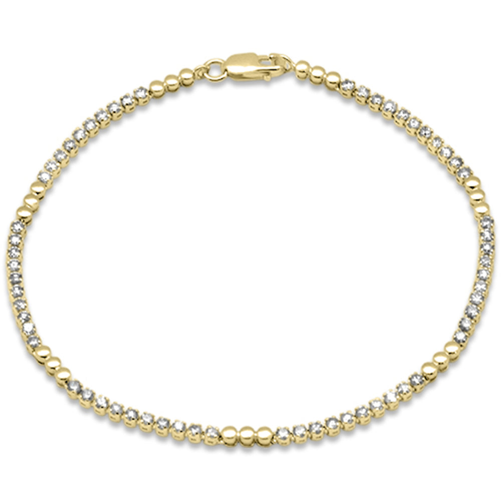 Muse Jewelry 1.50ct G SI 14K Yellow Gold Round Diamond Beaded Tennis Bracelet 7" Long